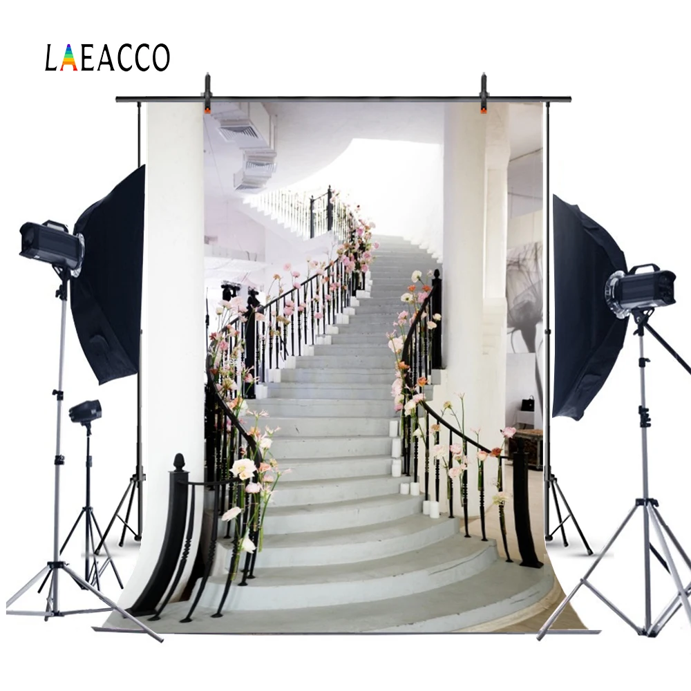 Laeacco романтическая лестница цветок Свадьба Вход ребенок интерьер фотографический фон фотографии фоны для фотостудии