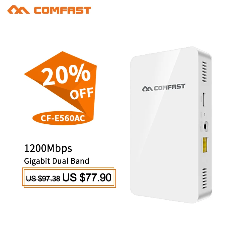 

COMFAST 1200Mbps Wall Embedded AP 2.4G 5.8G Dual Band 48V POE Wireless WIFI router Wave2 Access Point USB Charger +5* RJ45 Port