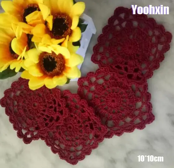 

Vintage lace cotton placemat cup coaster mug kitchen Christmas dining table place mat cloth Crochet tea coffee doily drink pad