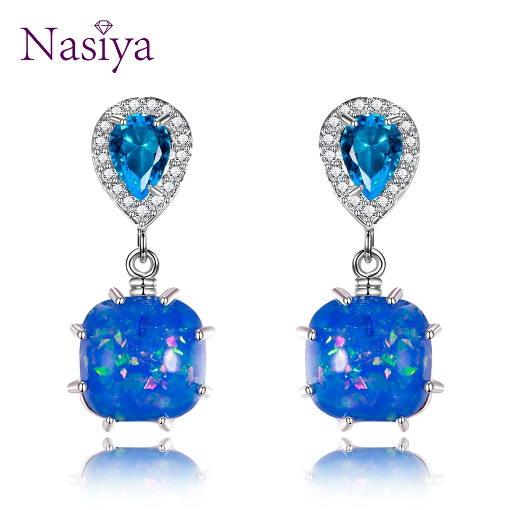 

Top Brand Blue Green Drop Earrings 10MM Silver Fashion Jewelry Earrings For Women Birthday Gift Party Daily Life Accessories