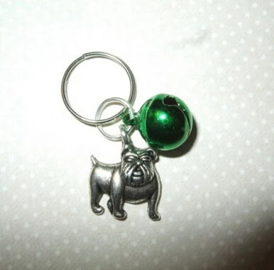

50PCS Fashion Jewelry Vintage Silver Bulldog Dog Charm Mix Bell Anti-Theft Purse Key Ring Key Chains Findings Free Shipping A233
