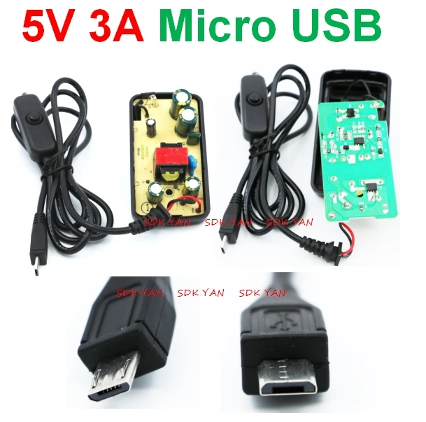 2 шт. EU 5 V 3A Raspberry Pi 3 Кнопка питания адаптер питания Micro USB порт для Raspberry Pi 3 Model B 5 v 3a зарядное устройство