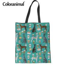 Coloranimal Женская Холщовая Сумка для покупок тканевая сумка через плечо серая итальянская борзая 3D собака печать для Складывания Белья сумки с ручкой
