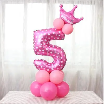 Воздушные шары с цифрами голубого и розового цвета для вечеринок с днем рождения, Детские вечерние шары с цифрами для мальчиков и девочек - Цвет: 06