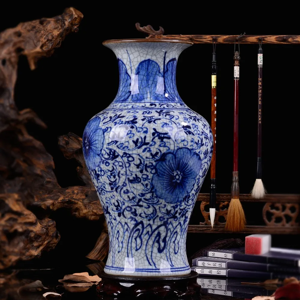 Ручная роспись синий и белый фарфор casamento керамическая ваза, домашний декор современные поделки и украшения для гостиной