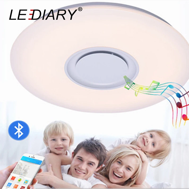 

LEDIARY Fashion LED Ceiling Lamp With Bluetooth Speaker APP Control White Body Dimmable With Colorful Atmosphere Lights