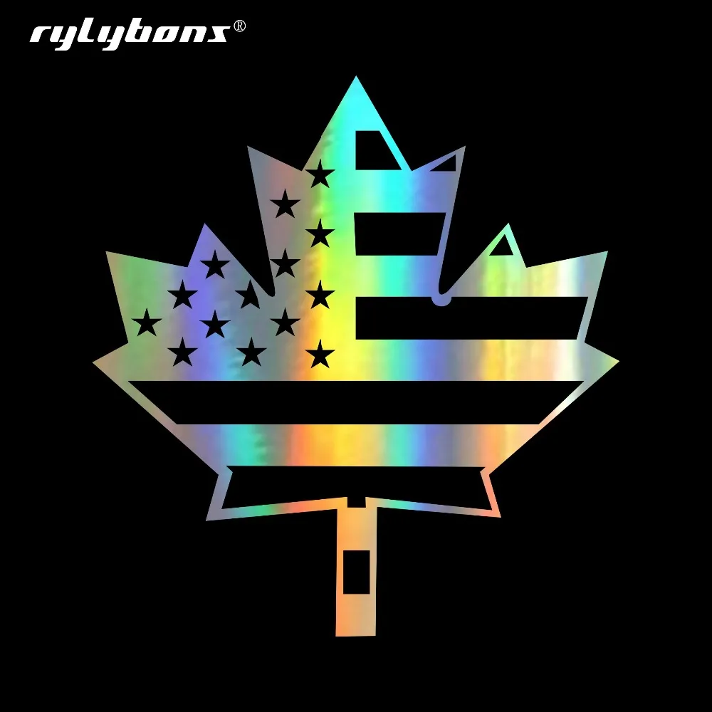 Rylybons 10*10 см Флаг США Кленовая листовая Наклейка Стикер автомобиля Америка