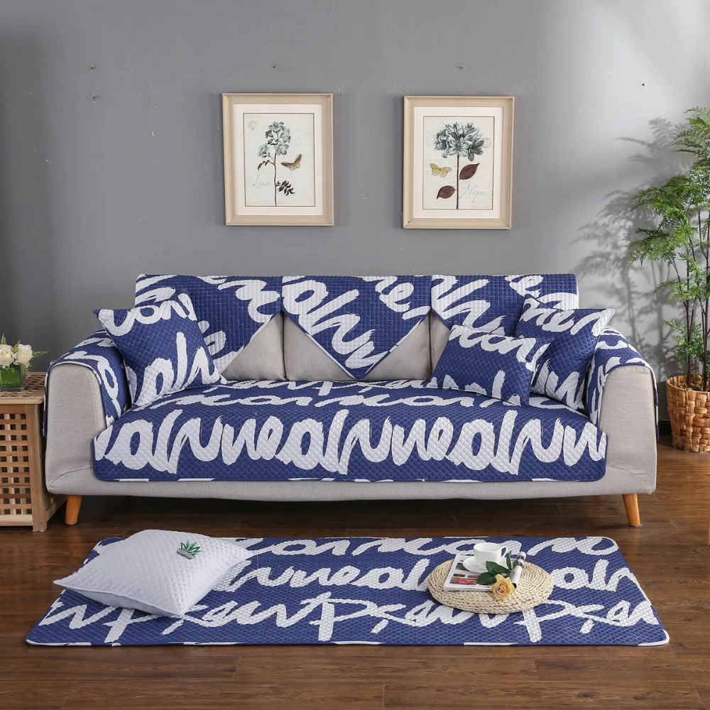 Modern Simple Cotton Non slip Sofa Cover Fashion Printing Protective