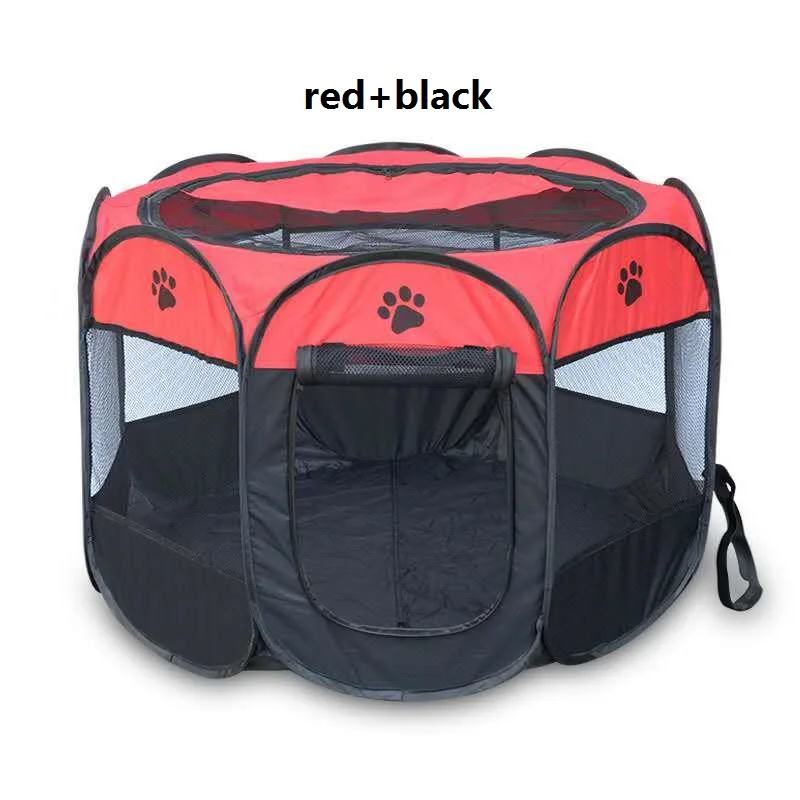 Pet Bed Dog House Cage Cat Outdoor Indoor Dogs Crate Kennel Nest Park Fence Playpen for Small Medium Big Dogs Puppy Pet Supplies - Цвет: red and black