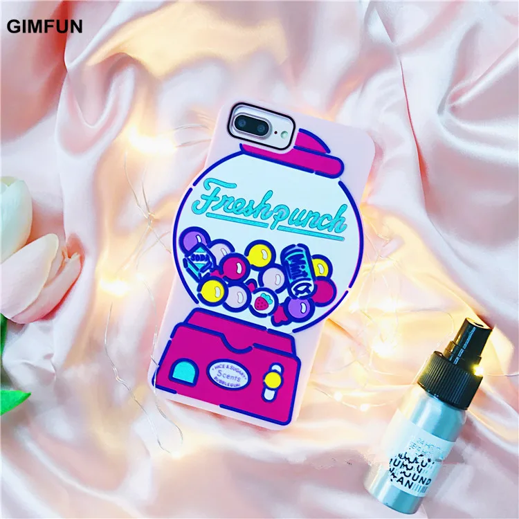 

GIMFUN Funny 3D Machine Silicon Phone Case for Iphone 7 7plus 6 /6s Plus Lovers Caroon Soft Tpu Letter Case Back Cover