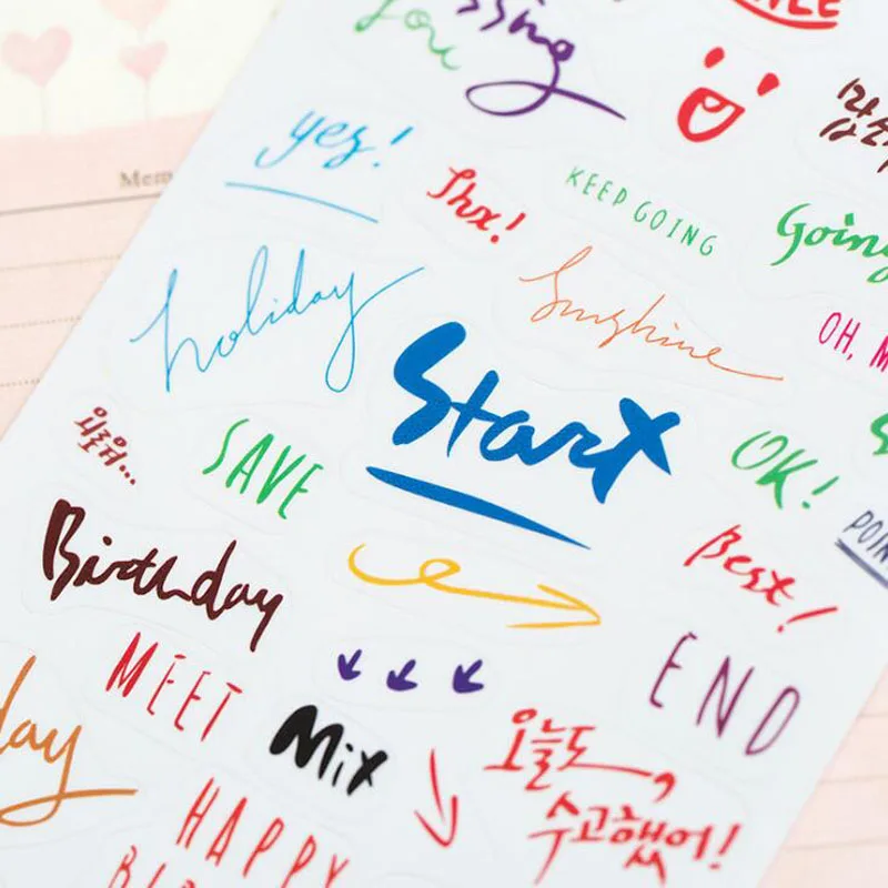 

Cute Sticker Transparent PVC Art Word English Word Decoration Mobile Phone Album Diary Sticker 8 Sheet Into Scrapbook Sticker