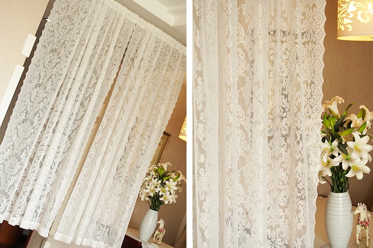 1 шт. Европейский стиль полиэстер кружево шторы для гостиной/спальни белые кухонные шторы