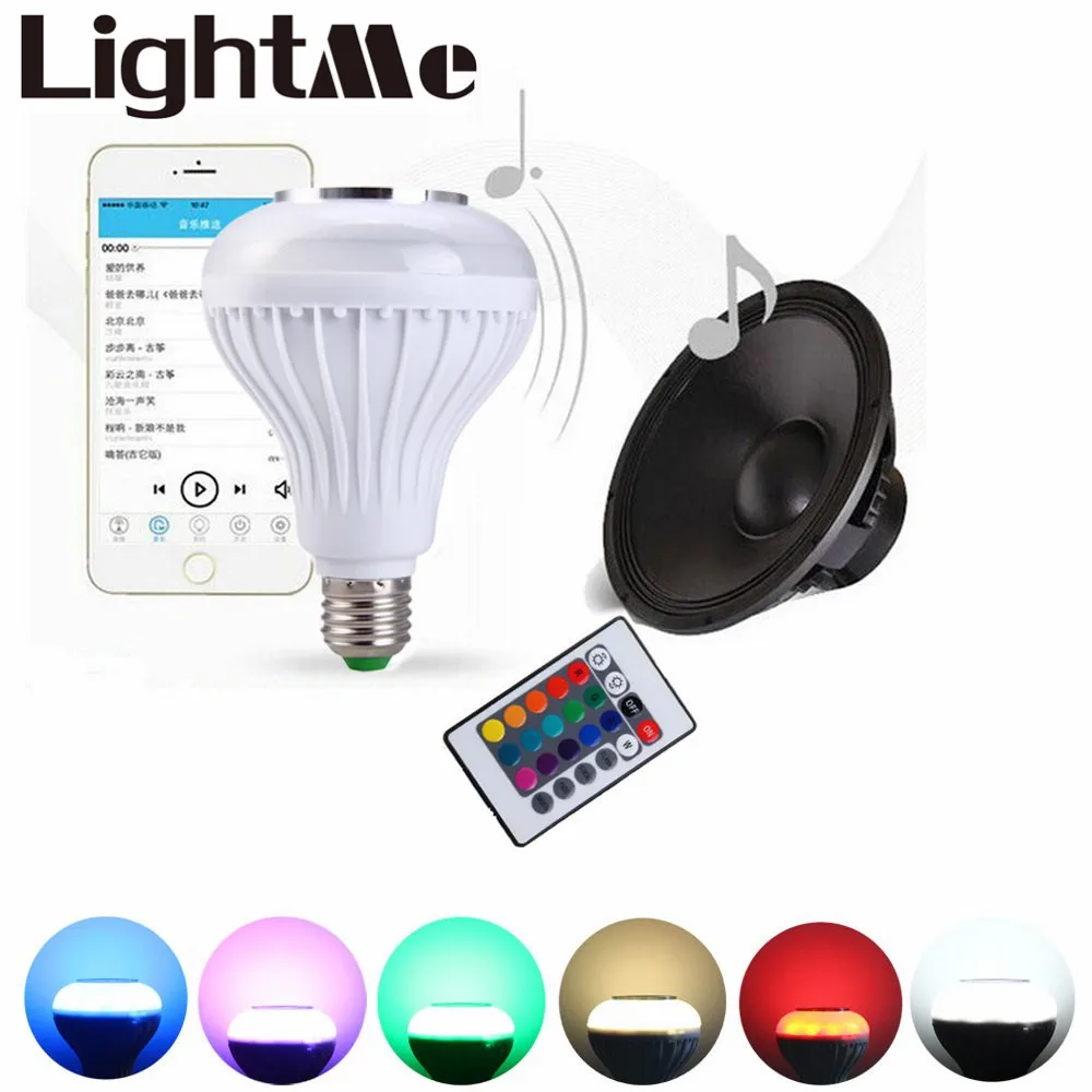 

Hot Wireless bluetooth 12W LED speaker bulb Audio Speaker E27 Colorful music playing & Lighting With 24 Keys IR remote Control