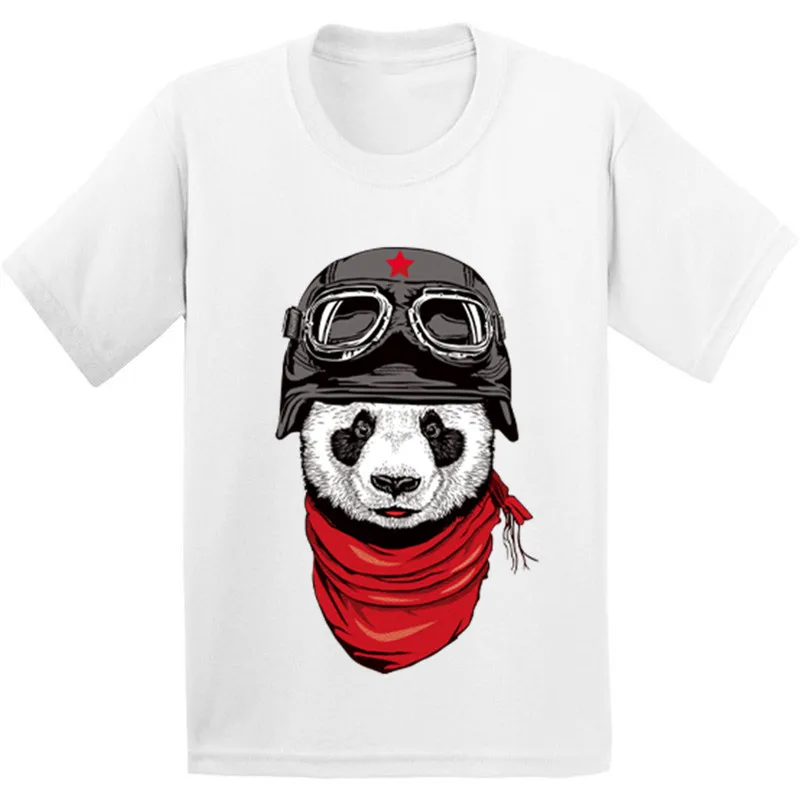 Хлопок детская футболка с рисунком «Счастливый авантюрист панда» Повседневная забавная одежда для малышей футболка с короткими рукавами для мальчиков и девочек GKT226 - Цвет: White A