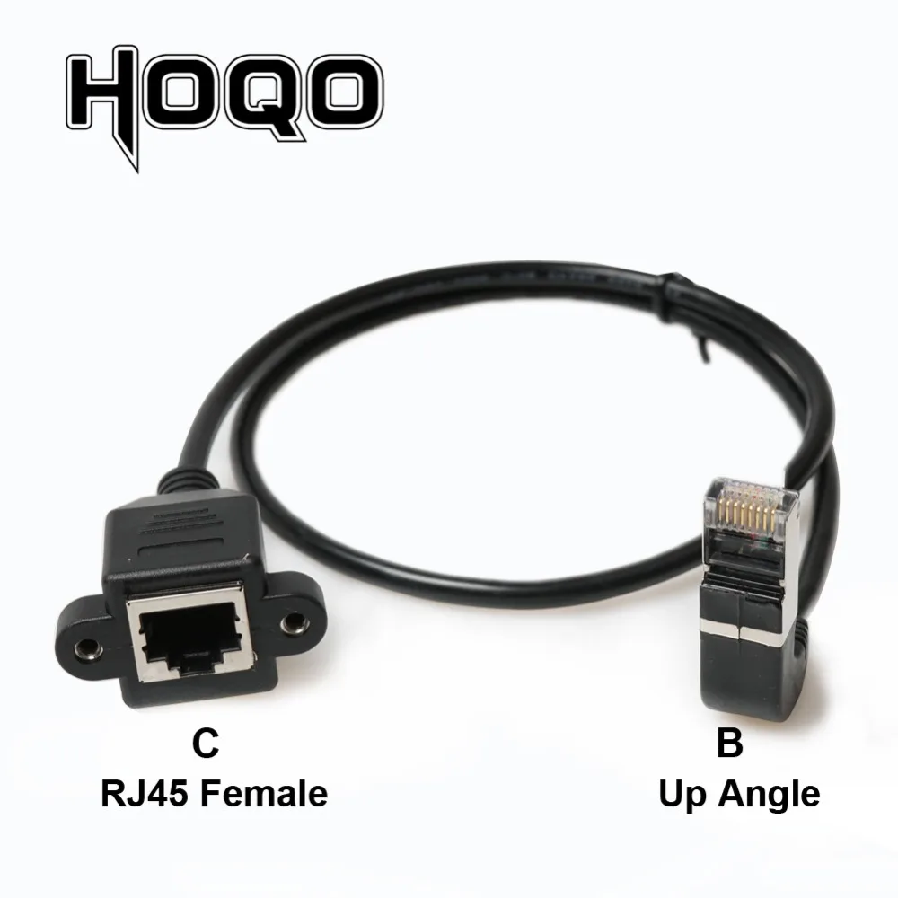 

Up Down Angled 90 Degree Angle 8P8C FTP STP UTP Cat 5e RJ45 Lan Ethernet Network Male to Female Extension Panel Mount Cable Cord