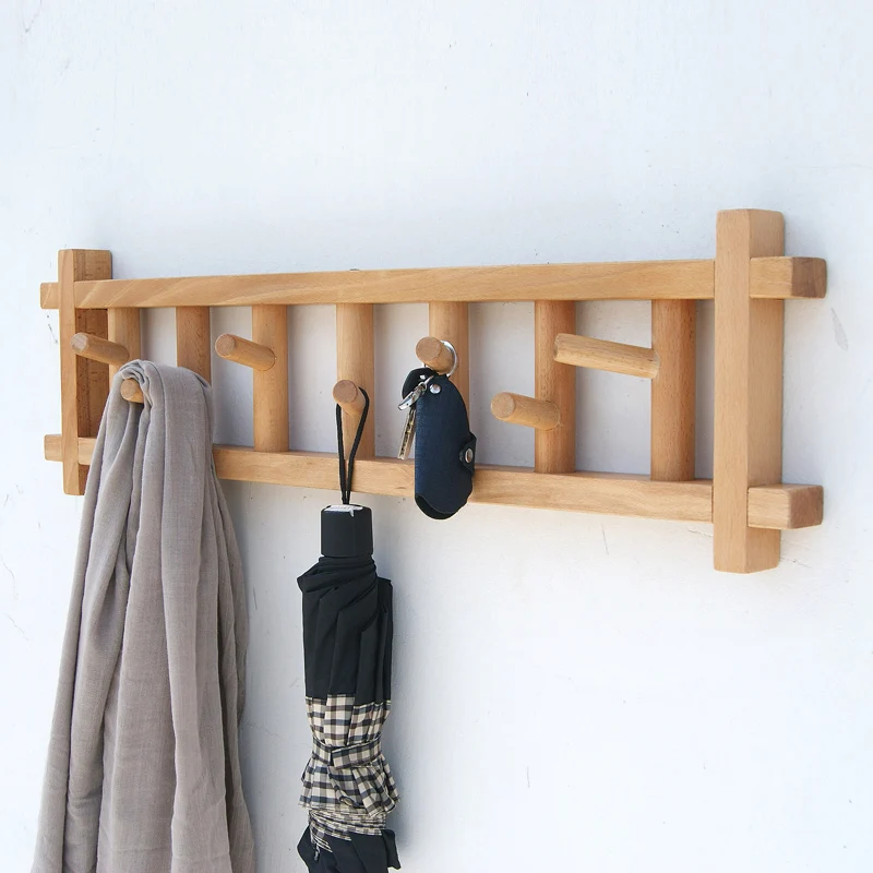 Collalily-perchero nórdico de madera para puerta de pared, perchero con gancho para ropa, para pasillo, decoración de estilo japonés americano _ - AliExpress Mobile