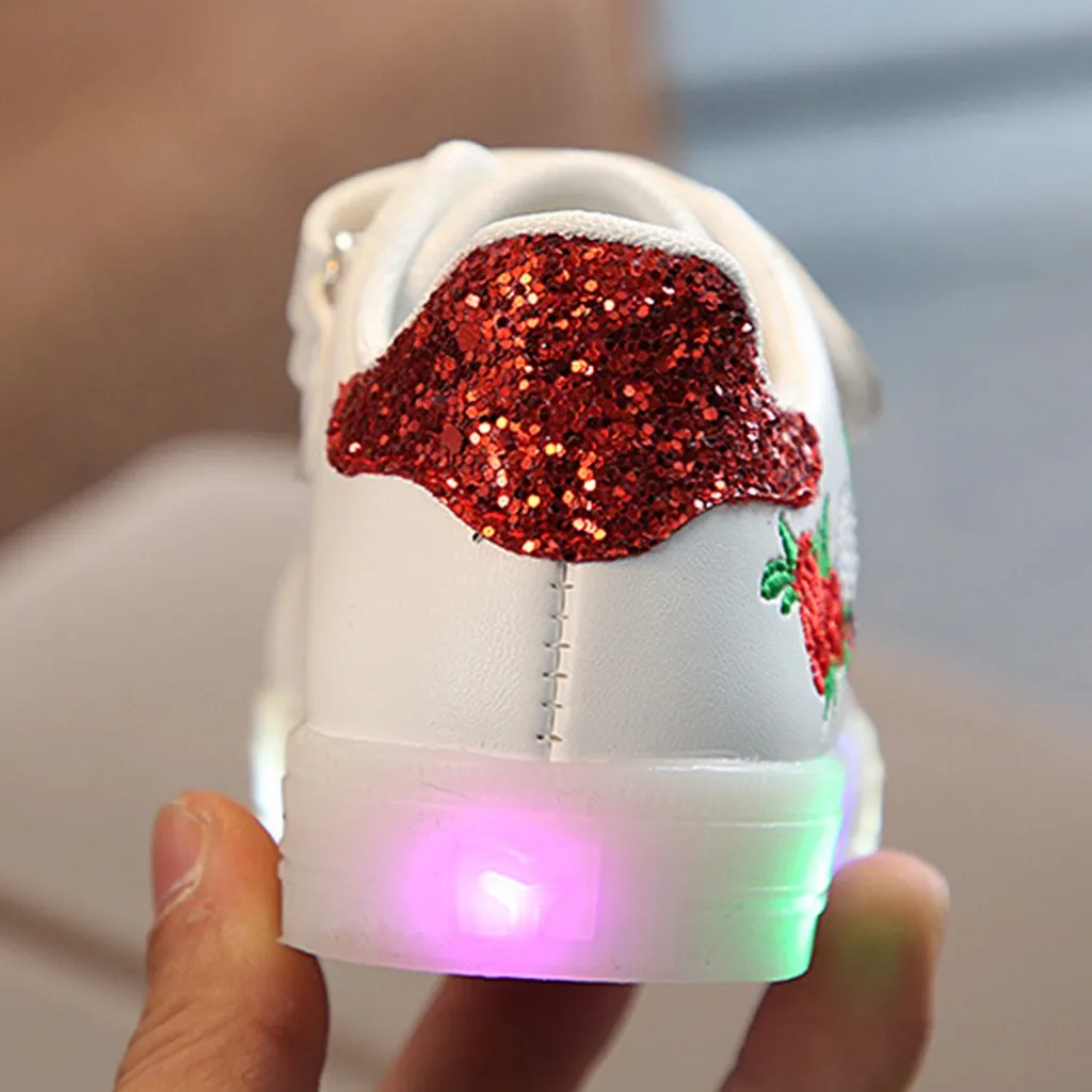 TELOTUNY светящаяся обувь с подсветкой для девочек и мальчиков; спортивная детская обувь с подсветкой и цветочным принтом; Детский Светильник; модные детские кроссовки; 930