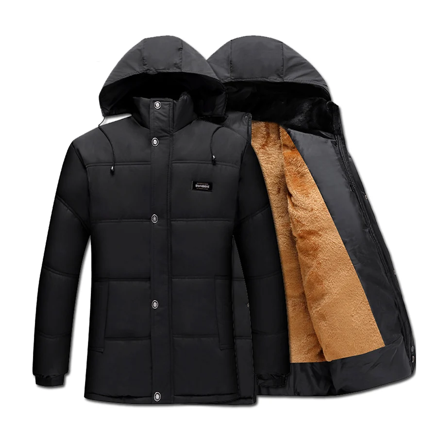 

2019 Winter Thick Plush Liner Men Long Parkas Windproof Keep Warm Men Hooded Jacket Coat Cotton Liner Male Outdoor Outerwear