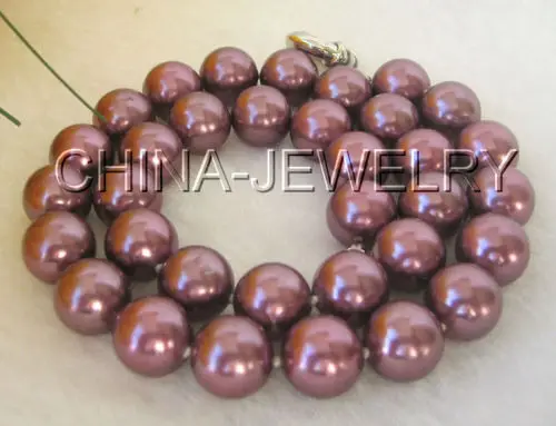 

Free shipping >>>>>Beautiful 17" 12mm perfect round red south sea shell pearl necklace