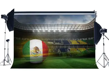 

Mexican Football Field Backdrop Interior Stadium Backdrops Stage Light Green Grassland Bird's-Eye View Photography Background
