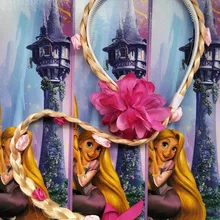 Рапунцель принцесса длинный парик косплей парик аниме для детей косплей ткачество оплетка запутанный Рапунцель оголовье волос парик