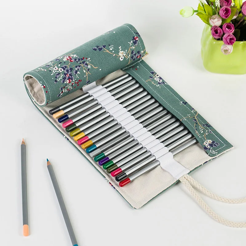 canvas large capacity handmade bag pencil case fit for 72 colored pencils bag big box children