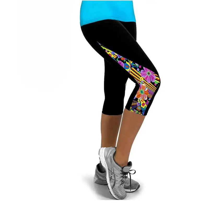 Printed Women Gymming High Waist Capri Cropped Workout