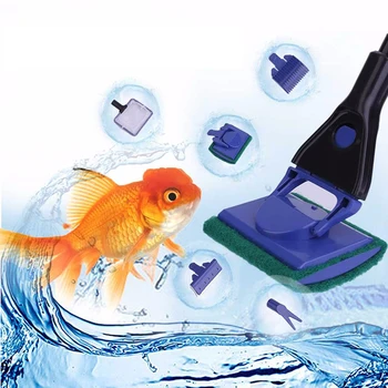 

Easy Operation 5Pcs/Set Of Aquarium Cleaning Set Gravel Algae Scraper Tank Fish Net Sponge Brush Aquatic Glass Cleaning Tools