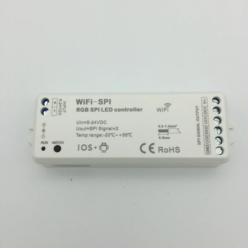 WI-FI-SPI контроллер DC5V-24V RGB wifi-SPI светодиодный контроллер Поддержка WS2812B TM1809 LPD6803 WS2811 UCS1903 IC для пиксельный светодиодный полосы