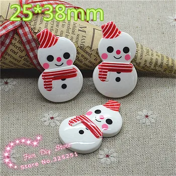 

Flat Back Christmas snowman for Holiday Decoration printing crafts 25*38mm 50pcs/lot