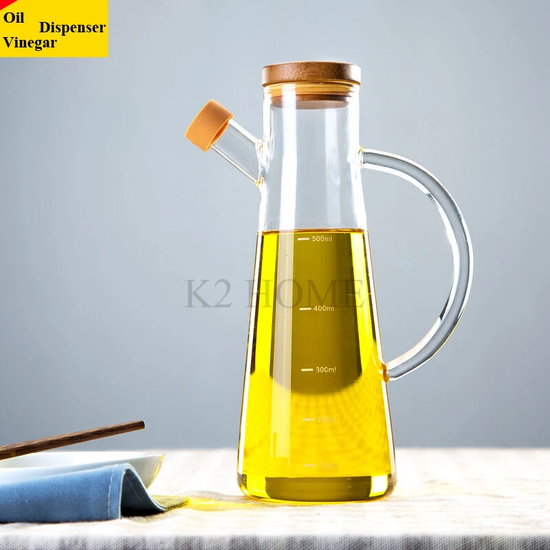 Comprar Botellas dispensadoras de botellas de vinagre de aceite de oliva de vidrio de borosilicato alto de 500 ml