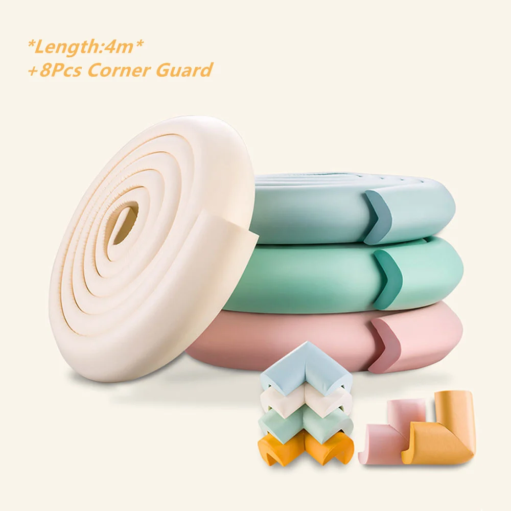 

4M +8Pcs Coner Guards Baby Protection Security Protector Wide Cushion Pad Crash Bar Strip Child Kids Table Desk Furniture Edge