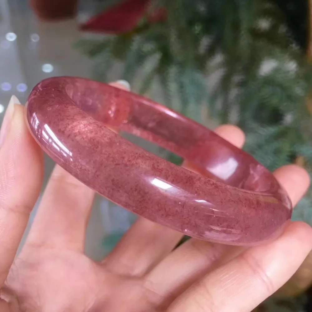 Натуральная из натурального прозрачного камня красный клубника кварц России кристалл женщина браслет 53 мм 54 55 56 57 58 59 60 AAAAA