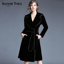 Bonnie thea осенне-зимнее бархатное платье женское черное длинное платье элегантное вечернее платье