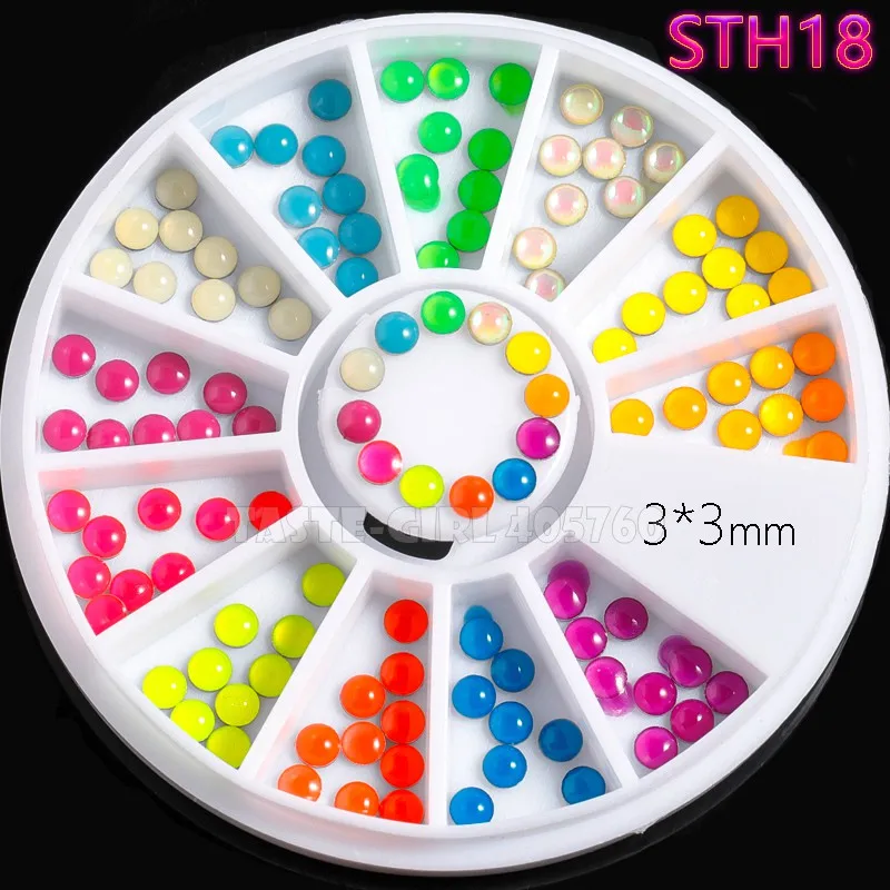 1 колесо различных блестящих круглых квадратных овальных прямоугольников лимпид амбор раковины камни акриловые наклейки со стразами дизайн маникюра - Цвет: STH18