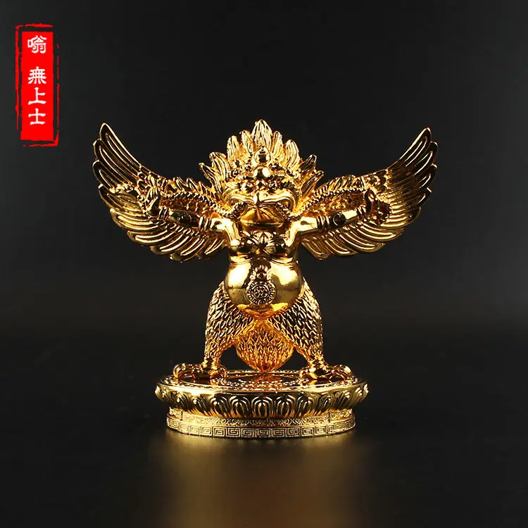 

10CM tall # Greco-Buddhist HOME OFFICE Talisman efficacious family Protection # Nepal, Tibet, India Garuda Dhwaja Buddha statue