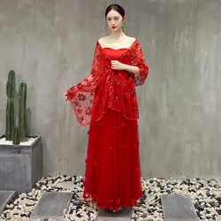 Повседневное Свадебные Болеро шаль куртка дамы Болеро Обертывания с красным блёстки бисером 2019