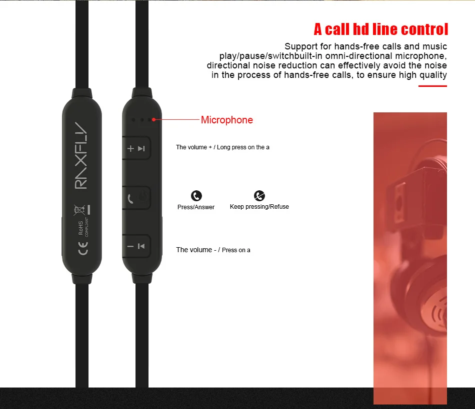 RAXFLY Спортивные Bluetooth наушники с микрофоном APTX беспроводные Bluetooth наушники гарнитура шумоподавление в ухо музыка вкладыши