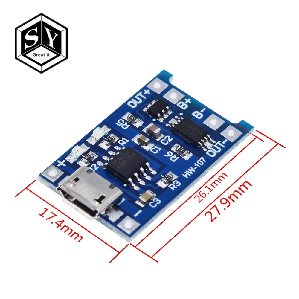 1 шт это здорово 5 V 1A Micro USB 18650 type-c литиевых Батарея зарядки доска Зарядное устройство Модуль + защита двойной функции TP4056 18650