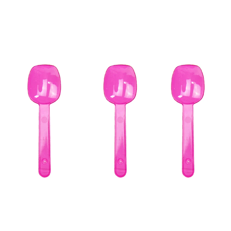 

10pcs Disposable Clear Ice-cream Spoons Plastic Smoothie Dessert PVC Spoon pink Summer Holiday Restaurant 7.2cm