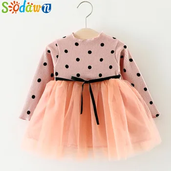 

Sodawn 2020 Autumn New Dots Stitching Net Yarn Princess Dress Long Sleeve Baby Girls Dress Children Clothes Girls Clothes Dress