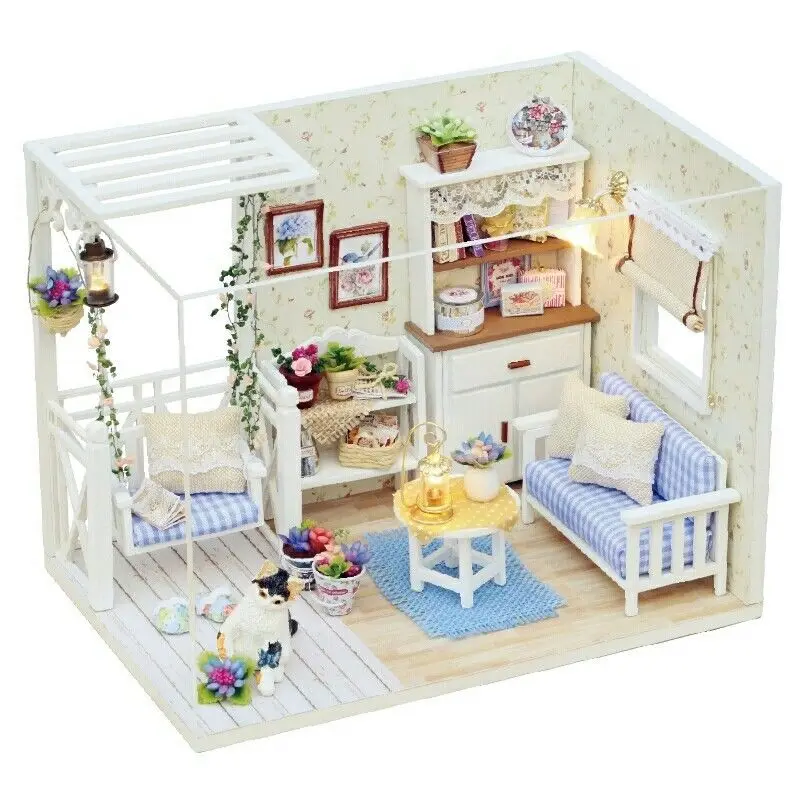 Кукольный дом мебель Diy Миниатюрный пылезащитный чехол 3D Деревянный Miniaturas кукольный домик игрушки для детей подарки на день рождения дневник котенка