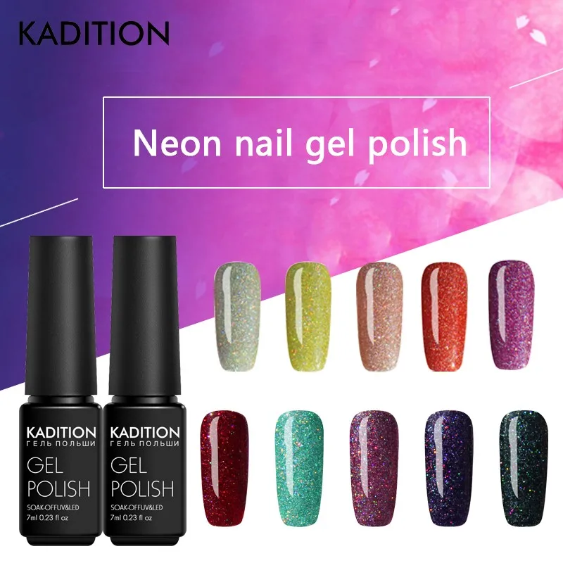 

KADITION Long Lasting Neon Nail Polish 7ML Soak Off UV Led Gel Lacquer Lucky Gel Polish Neon Colorful Nail Art Hybrid Varnishes