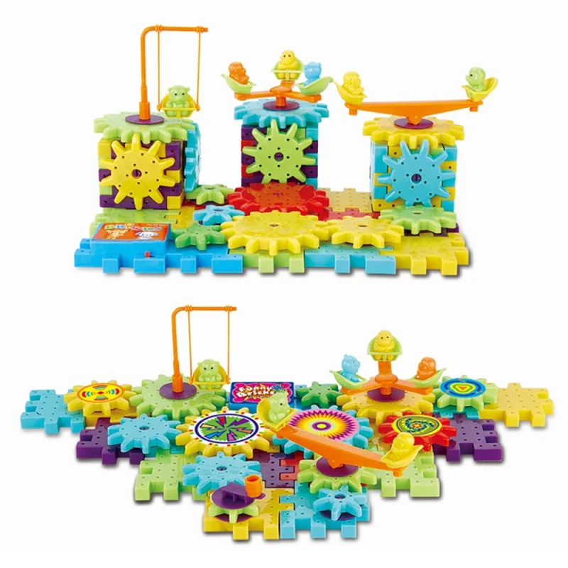amazing 81 Pcs Plastic Blocks 3D Puzzle Building Kits Toys For Kids Learning Education Electric Gears Toys