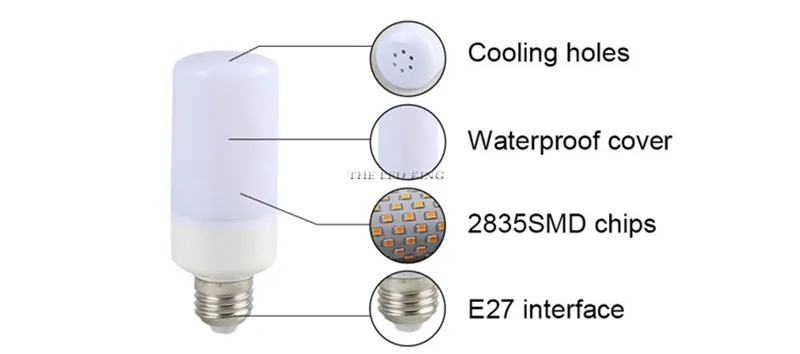 3 Вт, 9 Вт, 15 Вт, E27, E14, B22 лампочка с пламенем, 85-265 в, светодиодный светильник с регулируемой яркостью и эффектом пламени, лампочка с мерцающим декором, светодиодный светильник