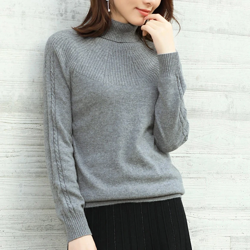 Best Price 100% Natural Cashmere Sweaters and Pullovers for Women Turtleneck and Long Sleeve Slim Casual Autumn Winter Female Brand Jumpers