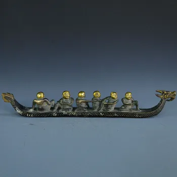 

Crafts statue christmas Bronze gilt six - row dragon boat Decoration halloween