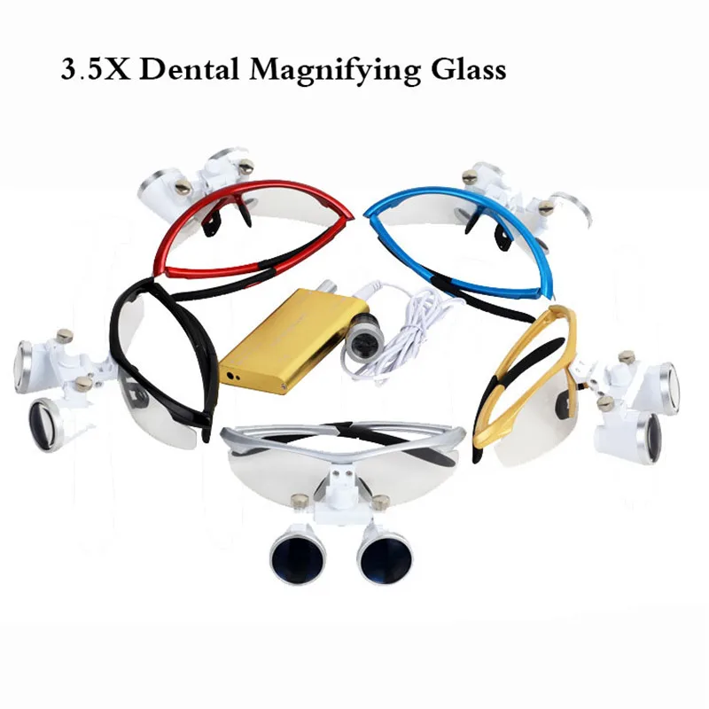 

2019 New Arrival 3.5X420mm 5 Colors Portable Dentist Surgical Medical Binocular Dental with Head LED Light