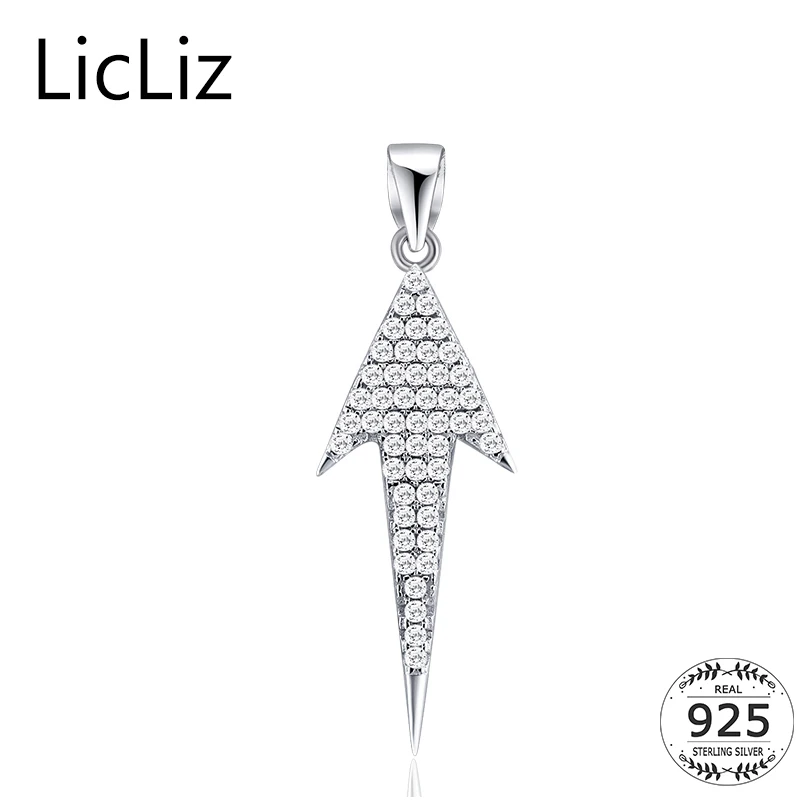 

LicLiz 925 Sterling Silver Arrow Pendant Necklace Charms Women DIY Micro Pave Cubic Zirconia Triangle Necklace Pendants LP0247