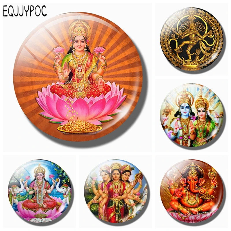 Магнит на холодильник Lakshmi Gold 30 мм Shiva Amulet индийская богиня богатства стеклянный